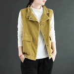 Naiste kampsunvest Topeltkorduroyst kampsunvest Jakk Lihtne Retro Camisole Rev&auml;&auml;riga fliisjakk S kollane