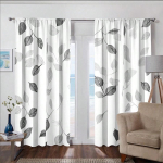 2 elegantset mustvalge lehemustriga kardinat - pooll&auml;bipaistev pol&uuml;ester, torukinnitusega 30x65in(75x166CM)x2&Rod Pocket&2 panels white