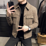 New Style meeste k&otilde;rge kvaliteediga Slim Fit l&uuml;hike villasest riidest mantel/meeste ruuduline vabaaja villasest riidest jope r&otilde;ivad, suur suurus 4XL S