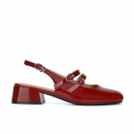 Klassikalised punased Mary Jane naiste lakknahast keskmise k&otilde;rgusega kontsadega sandaalid kahe pandlaga rihmkingad Femme Slingback Lolita jalatsid 34 punane