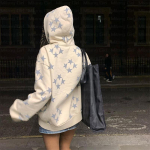 Vintage Fashion Bright Star Fairy Gruge meeste pikkade varrukatega lukuga kapuutsiga jope Super Size Couple Street Y2K kleit Emo Pullover Top S valge