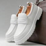 Moodsad Klassikalised Paksude Taldadega Meeste Penny Loaferid Slip-On &Auml;ri-Kleitkingad H&auml;rrasmehele Valged Ametlikud Peo Preppy Valged Kingad 38 valge