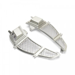 CNC alumiinium mootorratta radiaatori kaitsev&otilde;re kate Vespa GTS300 gts300 GTV300 GTS GTV 300 2023 2024 jaoks Silver - With Logo