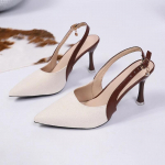 Uus saabumine Valged Teravaotsalised Stilettosandalid Elegantne ja Sensuaalne Stilettokannaga Kaetud Varvastega Kingad Naistele 35 beež