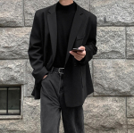 Kevad Meeste Ametlikud Bleiserid Meeste Korea Mood L&otilde;tv Vabaaja Kleit Jakk Meeste Harajuku Sotsiaalne &Uuml;likonna Jakk R&otilde;ivad M must