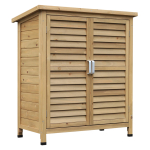 Aiamaja Puidust Aiahoiukapp 2 Uksega &Uuml;ksus T&auml;ispuidust Kuusepuit Garaaži T&ouml;&ouml;riistade Korraldamise Kapp, 87L x 46.5W x 96.5Hcm, Naturaalne 87 x 46.5 x 96.5 cm
