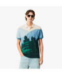 LACOSTE Meeste Maastikuga Kogu Pind Jacquard L&uuml;hikeste Varrukatega Polo S&auml;rk Ph5895-55N 9Ix Green Jacquard (9Ix)/006 white