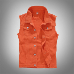 Moodne Meeste Korea Stiilis Kitsa L&otilde;ikega Valge Denim Mootorratturi Vest - Kevad/Suvi Kollektsioon, Saadaval Suurtes M&otilde;&otilde;tudes. 4XL white