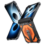 Kaitse&uuml;mbris Samsung Galaxy Z Flip 8, Flip8 jaoks, Magnetiline metallist tugijalg, Mitmekihiline kaitse, &Uuml;hildub Magsafe'iga CASE&Galaxy Z Flip 8 oranž