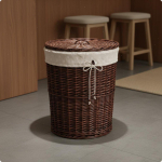 Kaasaskantav vitstest pesukorv kaanega Kokkupandav K&auml;sitsi valmistatud Korv Korraldus Red Brown Floral S brown