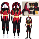 Pierrot klouni kost&uuml;&uuml;m t&auml;iskomplekt veidrikute tsirkus Halloween Cosplay riietus Mehed Naised Karnevali narri &uuml;likond maskiga M red