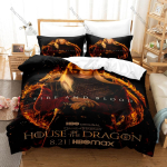 Lahe Maja draakoniga Voodipesukomplekt Tekikott + 2 padjap&uuml;&uuml;ri Must draakon Targaryen Keskaja fantaasia Magamistoa dekoratsioon EU Single 135*200cm/53x79in 3pcs black