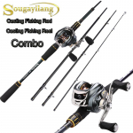 4-sektsioonilised s&uuml;sinikkiust valatavad &otilde;ngeritvad ja Max Drag 18 LB heitga p&uuml;&uuml;girull 2.1m Rod&Left Hand Reel