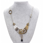Retro Ornaments Steam Punk Gear Wing ripats kaelakee
