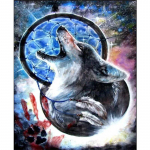 Isetehtud k&auml;sitsi valmistatud teemanttikandid, peen mosaiik&otilde;mblus Wolf Growl Picture Kodukaunistus 20X30CM
