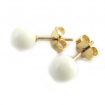 Les Tr&eacute;sors De Lily [M6685] - Boucles plaqu&eacute; or 'Mineralia' agate blanche - 6 mm valge