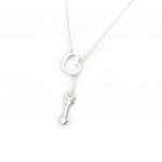 Les Tr&eacute;sors De Lily [N2875] - Collier Argent 'Love' rhodi&eacute; - 25x17 mm h&otilde;be