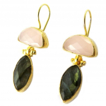 Les Tr&eacute;sors De Lily [P2240] - Dormeuses artisanales plaqu&eacute; or 'Princesse Ottomane' rose gris dor&eacute; -  32x15 mm hall