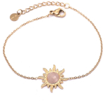 Les Tr&eacute;sors De Lily [Q8703] - Bracelet cr&eacute;ateur Acier 'Soleil' quartz rose dor&eacute; - 15 mm Heleroosa