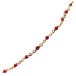 Les Tr&eacute;sors De Lily [R0214] - Collier cr&eacute;ateur acier 'Boho' rouge dor&eacute; - 2 mm punane