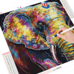 5D teemantmaaling Elephant Full Drill Round Diamond Art Tikand Animal 30x30CM
