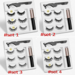 Magnetic Natural Kunstripsmed Silmapliiats Vedel pintsettide komplekt Korduvkasutatav 3D Magnets Fake Eye Lashes meigit&ouml;&ouml;riist set 3