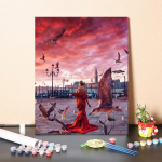 Maalimine numbrite j&auml;rgi L&otilde;uendimaal DIY digitaalne &otilde;limaal K&auml;sitsi maalitud kodukaunistus dekompressioon 40x50cm no frame