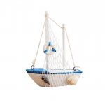 1 tk Mini Vahemere stiilis mereline mereline puidust sinine purjepaat Puidust k&auml;sit&ouml;&ouml; Purjeka kaunistused peoruumi kodukaunistus Lifebuoy
