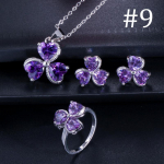 WWJ 3TK k&otilde;rge kvaliteediga AAA kuupmeetrist tsirkooniumoksiidist lilledega kaelakee k&otilde;rvar&otilde;ngaste komplekt 9