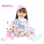 BZDOLL 60 cm Reborn v&auml;ikelapse nuku riidest keha, 24-tolline pehme vin&uuml;&uuml;list j&auml;semed Printsessinukud t&uuml;drukutele s&uuml;nnip&auml;evakingitus lapse m&auml;ngumaja m&auml;nguasi Girl-14