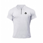Muscleguys England Style Mood Puuvill Fitness Polo T-s&auml;rk Meeste Polos&auml;rk Lukuga Polo Tees Br&auml;ndi l&uuml;hikeste varrukatega j&otilde;usaali Kulturismi riided M must