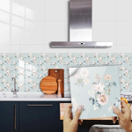 10 tk Sinised Boheemi lillelised lilleplaadid Seinakleebis K&ouml;&ouml;k Backsplash &Otilde;likindel vannitoa kraanikauss Kodusisustus Peel Stick Art tapeet 30cmX30cmX10pcs gray