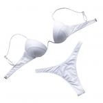 Spagetirihmad, polsterdatud Plus Size Underwire bikiinid kolmnurk rinnahoidja k&otilde;rge v&ouml;&ouml;kohaga p&uuml;ksid ujumistrikoo M valge