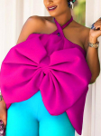 Naiste p&auml;itsed Crop Tops S&auml;rgid Suvised lapit&ouml;&ouml;d Big Bowtie Seljata &uuml;ritus &Otilde;htune Klubir&otilde;ivad Peo&otilde;htu Camis pluus S Heleroosa