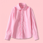 T&uuml;drukute puuvillane valge pluus kevad-s&uuml;gis algkooli&otilde;pilased riided lapsed koolivormid laste valged pikkade varrukatega s&auml;rgid topid 110