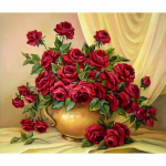 5D DIY Teemantmaaling Lilled Vaas Ristpistes Komplekt t&auml;ispuurtikandid Mosaiik Lilleroos Pilt kividest kaunistus Kingitus Full Round 20x30CM