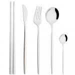 Luksuslik 5 tk h&otilde;ben&otilde;ude komplekt roostevabast terasest lauan&otilde;ud s&ouml;&ouml;giriistad l&auml;&auml;ne nuga kahvel lusikas s&ouml;&ouml;gipulgad kaasaskantavad s&ouml;&ouml;giriistad h&otilde;be