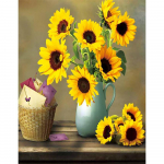 5D DIY Teemantmaaling Lillevaas T&auml;isringne puur Teemanttikandid Mosaiik P&auml;evalill Ristpistes Kodusein Art Decor K&auml;sit&ouml;&ouml; Full Round 20x30CM