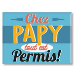 Les Tr&eacute;sors De Lily [A3379] &ndash; keraamiline magnet 'Papy' sinine (vanaisa juures on k&otilde;ik lubatud! ) - 8x6 cm sinine