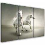 Kolmeosalise pildiga l&otilde;uenditr&uuml;kk Valged hobused kappamas 60x40 hall v&auml;rv