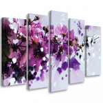 Viieosalise pildiga l&otilde;uendiprint Flowers Purple Nature 100x70 lilla