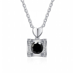 Bague Ringen 925 h&otilde;bedane kaelakee naistele 1CT D v&auml;rvi moissanite teemantide ruudukujulise ripatsi sertifikaadiga kaelaketi peened ehted 45cm must