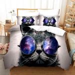 Kasside 3D-teemaline voodipesukomplekt, udusuletekk ja padjap&uuml;&uuml;r, 2/3 t&uuml;kki AU240 * 270 &uuml;lisuur pehme kodukaunistus Baby 100x135cm