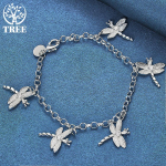 925 Sterling Silver Five Dragonfly AAA tsirkoonist ripatsiga k&auml;ev&otilde;ru ehted 20cm
