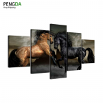 Moodne seinakunsti maalimine Kodu dekoratiivne raam Modulaarsed HD-prinditud pildid, 5 paneeliga jooksvad kaunid hobused, l&otilde;uendikunsti plakat PENGDA 20x35cm*2 20x45cm*2 20x55cm*1