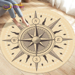 Compassi &uuml;mmargune vaip, Briti merev&auml;e retrovaip New World Discovery, elutoa-magamistoa vaibad, libisemiskindlad m&auml;ngumatid lastele Diameter 120cm