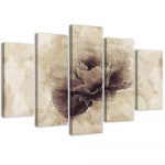 Viieosalise pildiga l&otilde;uenditr&uuml;kk Rose Flower Beige Nature 100x70 beež