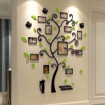 Happy Tree pildiraam Puu 3D kleebis Fotosein Elutuba Magamistuba Soe pildipuu kleebis Loov kodukaunistus XL heleroheline v&auml;rv