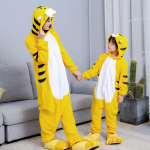 Loom Armas Kollane Tiger T&auml;iskasvanute Onesie pidžaamad Kigurumi Naised Mehed Magamisriiete Komplekt Cosplay Lapsed Poisid T&uuml;drukud Lasteriided XL