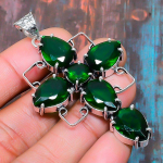Ristkroom Diopside kalliskivist k&auml;sitsi valmistatud 925 sterlingh&otilde;bedast ehteripats j&otilde;ulukingiks 1.77 Inches roheline